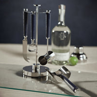 Laguna Nickel & Leather Bar Tool Set - Set Side View | Bone & Brass