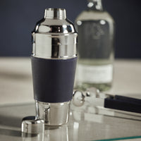 Laguna Nickel & Leather Cocktail Shaker - Bar Set Detail | Bone & Brass