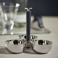 Laguna Nickel & Navy Leather Condiment Set - Dish Detail | Bone & Brass