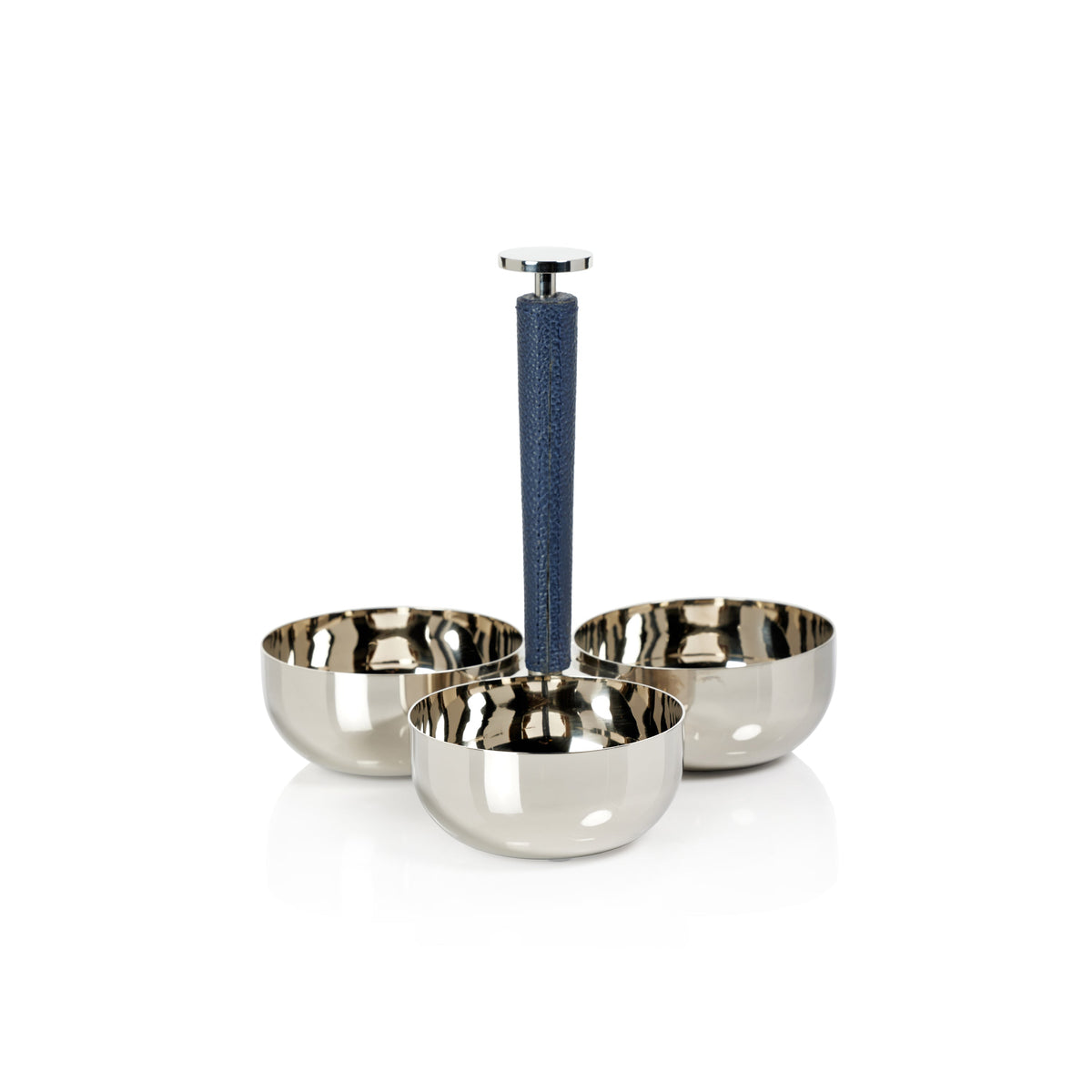 Laguna Nickel & Navy Leather Condiment Set | Bone & Brass