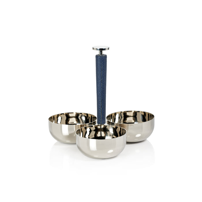 Laguna Nickel & Navy Leather Condiment Set | Bone & Brass
