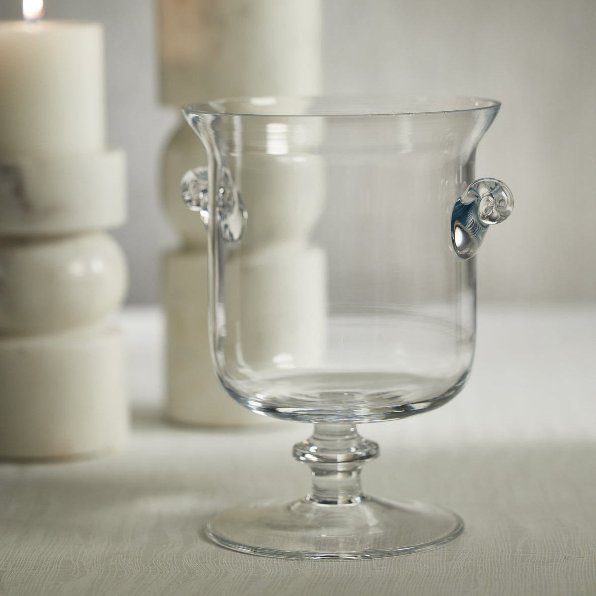 L'amandier Footed Vase / Hurricane - Vase Side View | Bone & Brass