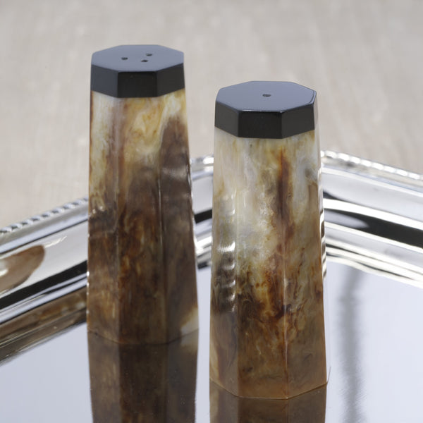 Langham Burl Wood Salt & Pepper Shaker Set - Shaker Detail | Bone & Brass