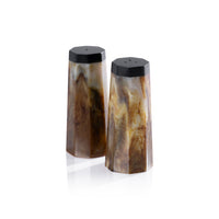 Langham Burl Wood Salt & Pepper Shaker Set | Bone & Brass