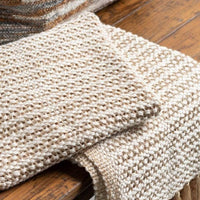 Lanie Ivory & Metallic Gold Cotton Throw - Throw Texture Detail | Bone & Brass