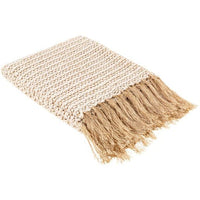 Lanie Ivory & Metallic Gold Cotton Throw | Bone & Brass
