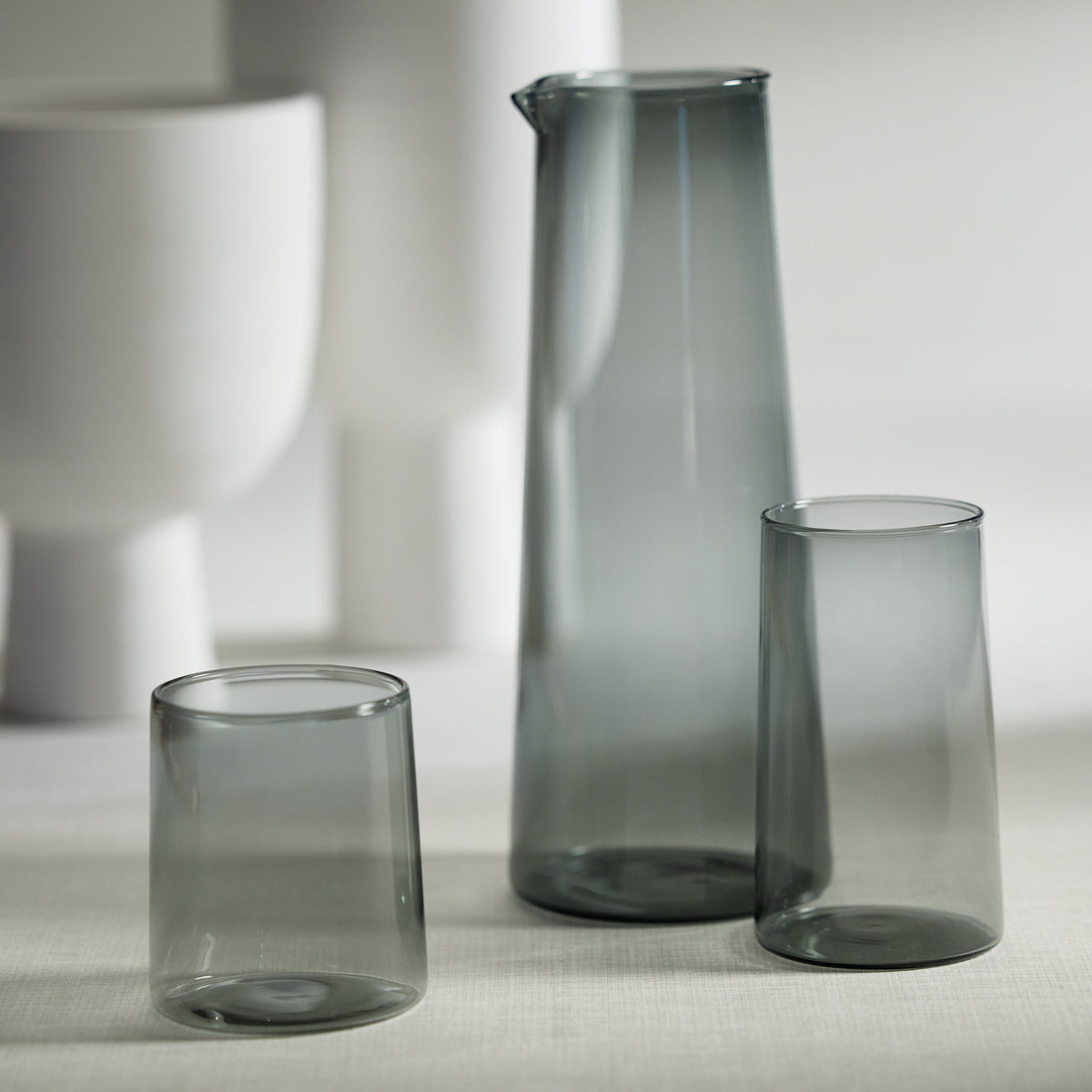 Lanvin Glass Pitcher | Gray, Cobalt Blue or Green - Pitcher Side View | Bone & Brass