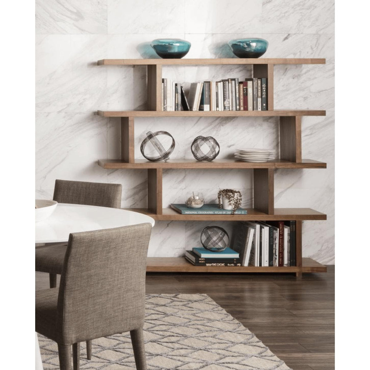 Large Walnut Bookshelf - Bookcase Side View | Bone & Brass