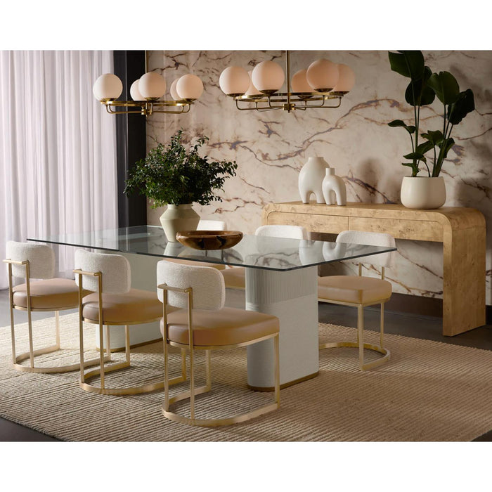 Larissa Ivory Fabric & Cognac Leather Dining Chair - Chair Side View | Bone & Brass