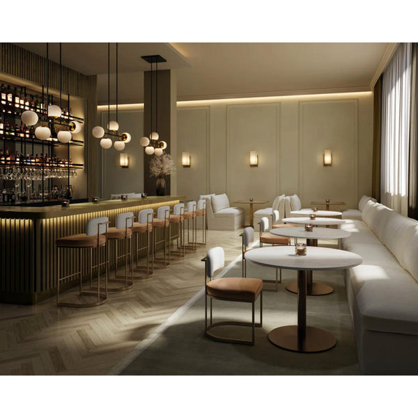 Larissa Ivory Fabric & Cognac Leather Dining Chair - Chair Detail | Bone & Brass