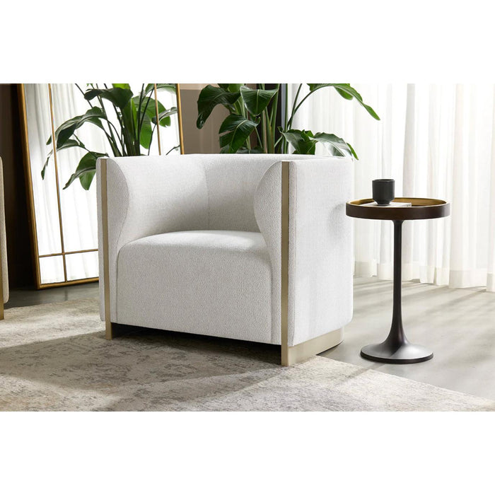 Larron Ivory & Gold Armchair - Chair Side View | Bone & Brass