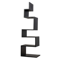 Laszlo black steel bookcase with a sleek, industrial-inspired zigzag design and five shelves.