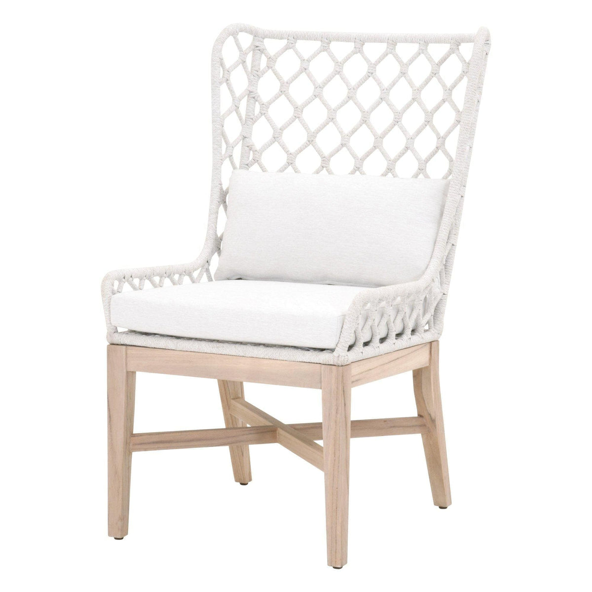 Lois White Rope Outdoor Wing Chair