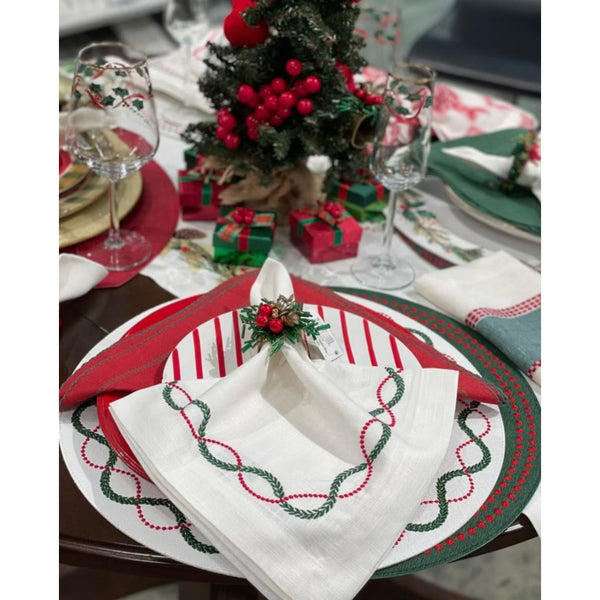 Laurel Leaves Embroidered Napkins, Set 4 - Napkin Detail | Bone & Brass