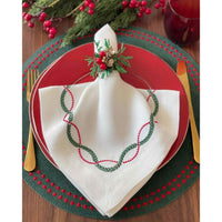 Laurel Leaves Embroidered Napkins, Set 4 - Napkin Texture Detail | Bone & Brass