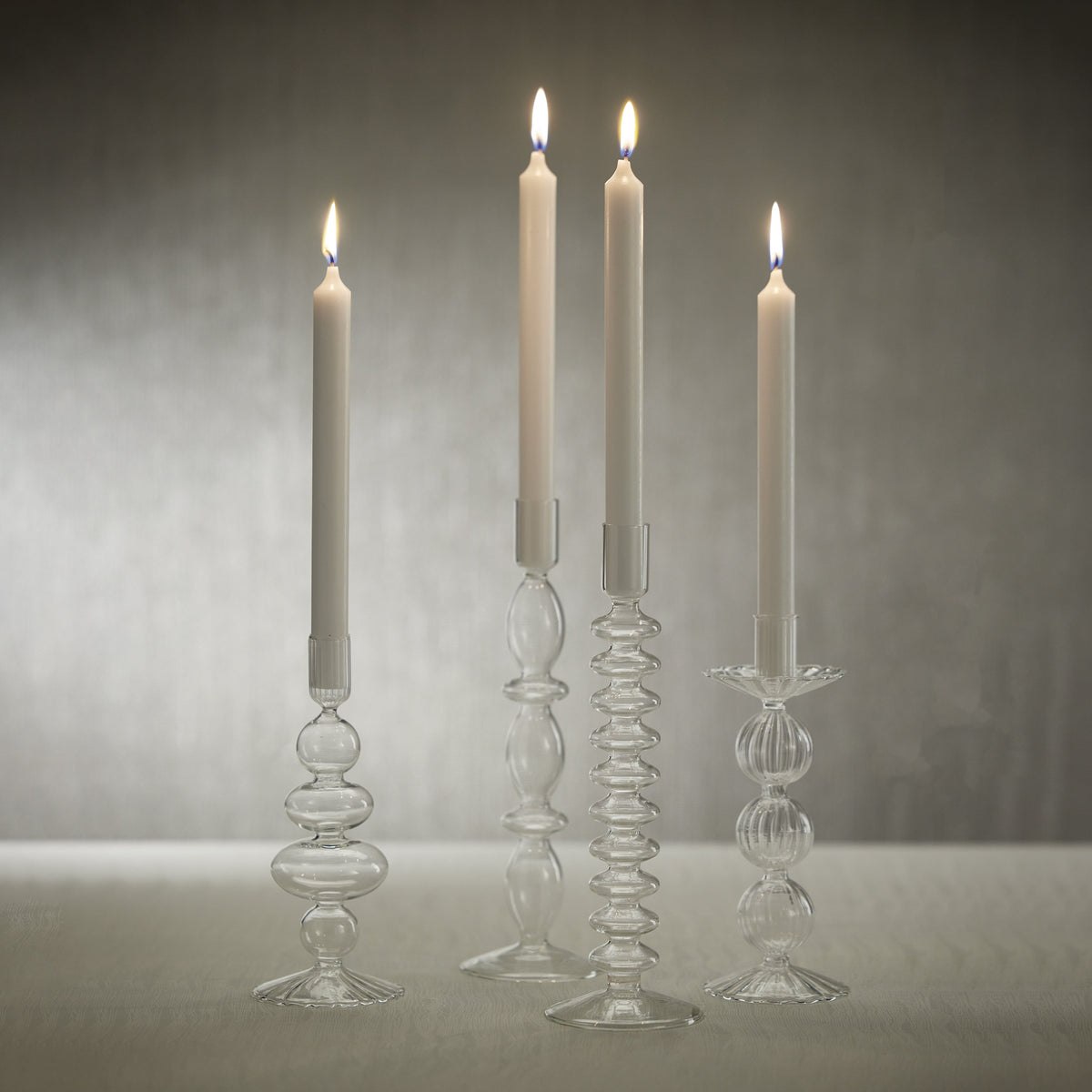Lauren Glass Taper Candle Holders, Set 4 - Candlestick Detail | Bone & Brass