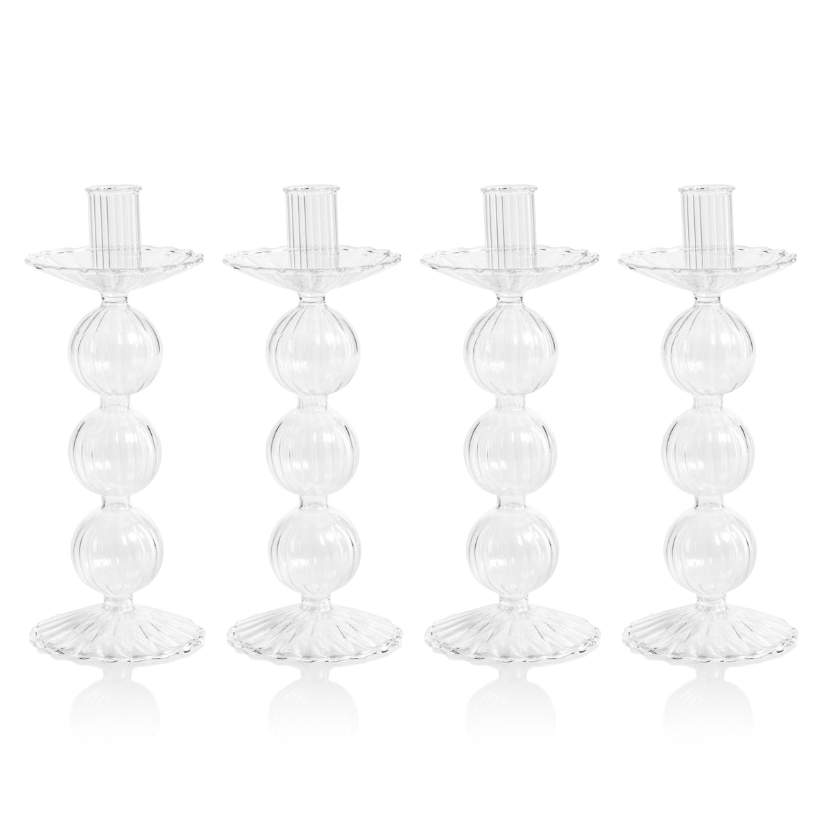 Lauren Glass Taper Candle Holders, Set 4 - Candlestick Side View | Bone & Brass