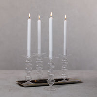 Lauren Glass Taper Candle Holders, Set 4 - Candlestick Close Up | Bone & Brass