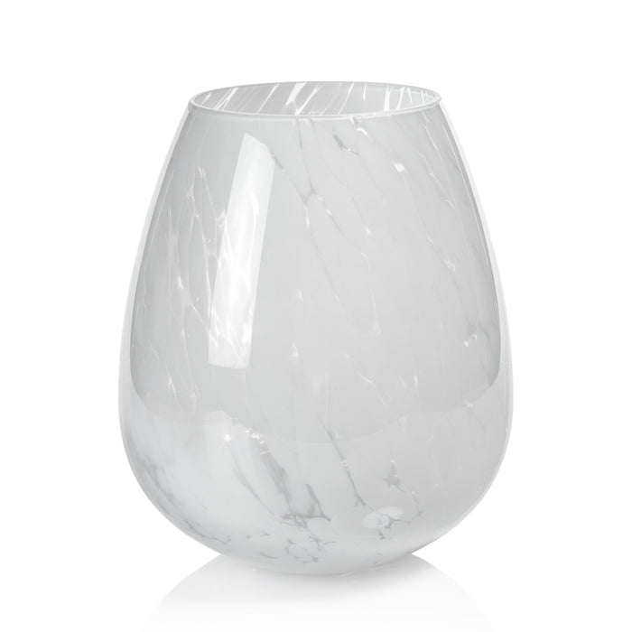 Laval White Confetti Glass Vase, Large | Bone & Brass