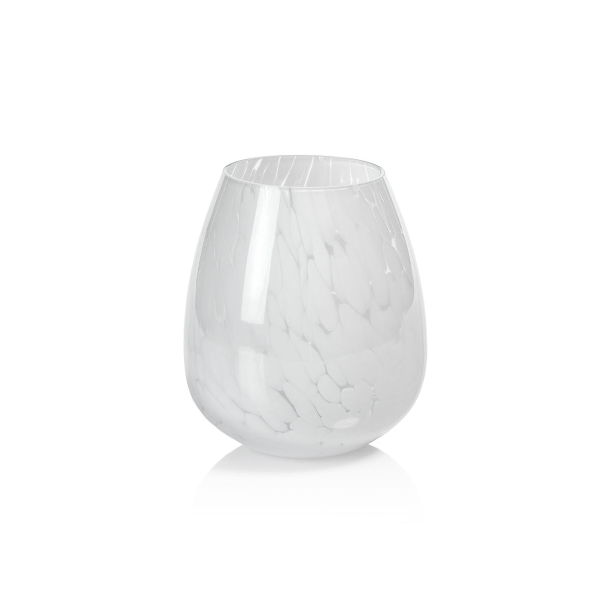 Laval White Confetti Glass Vase, Small | Bone & Brass