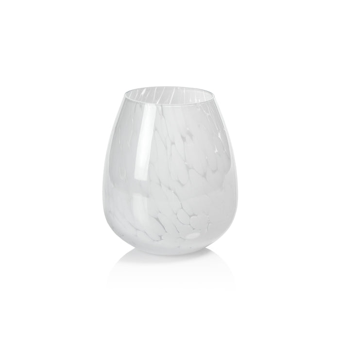 Laval White Confetti Glass Vase, Small | Bone & Brass