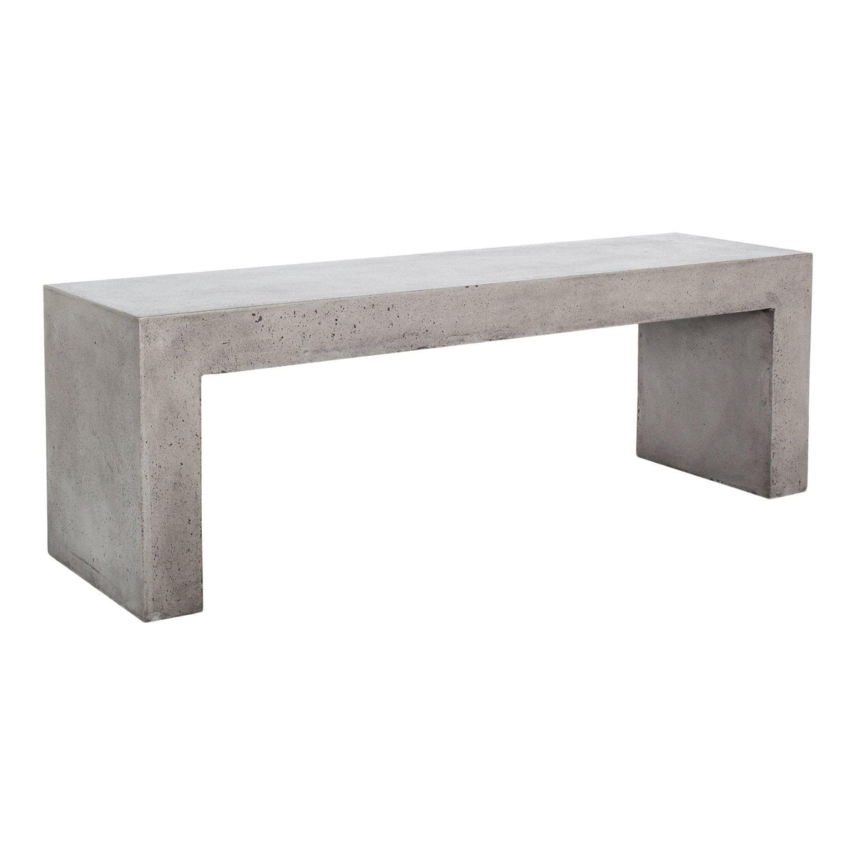 Lazarus Gray Concrete Outdoor Bench - Bench Side View | Bone & Brass
