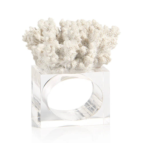 Leah Clear Acrylic & Coral Napkin Rings, Set of 6 | Bone & Brass