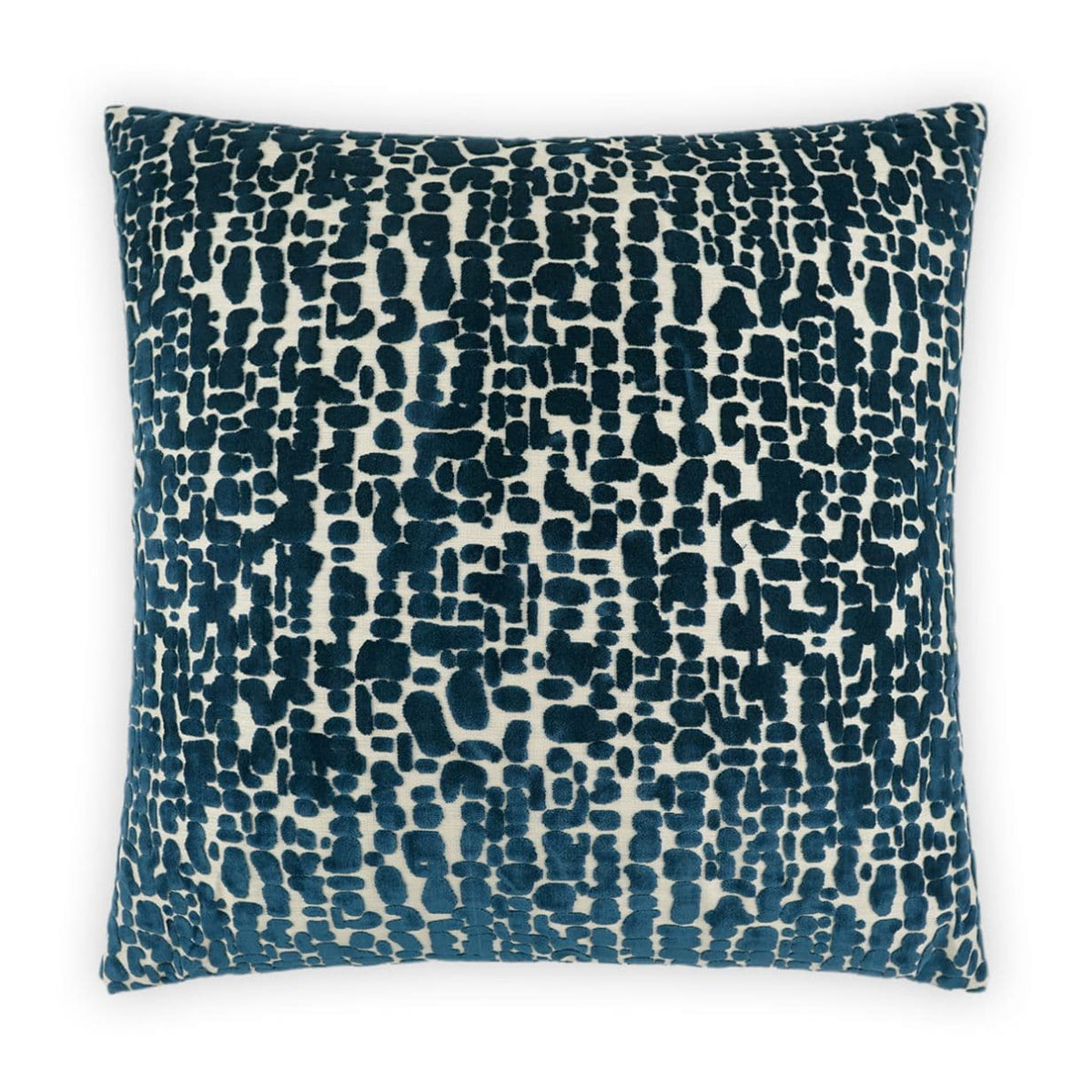 Leah Lapis Blue 24" square throw pillow with a textured, abstract blue and white pattern.