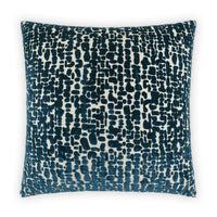 Leah Lapis Blue 24" square throw pillow with a textured, abstract blue and white pattern.