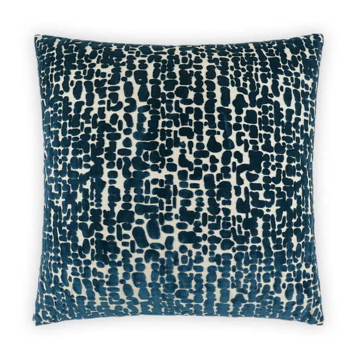 Leah Lapis Blue 24" square throw pillow with a textured, abstract blue and white pattern.