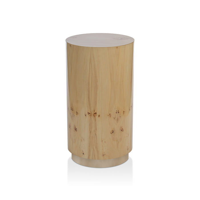 Leela Burl Wood Stool | Drink Table | Bone & Brass