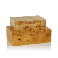 Leiden Burl Wood Decorative Box, Small - Close Up | Bone & Brass