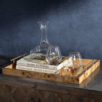 Leiden Burl Wood Rectangle Decorative Tray, Large - Tray Detail | Bone & Brass