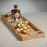 Leiden Burl Wood Rectangle Decorative Tray, Large - Tray Top View | Bone & Brass