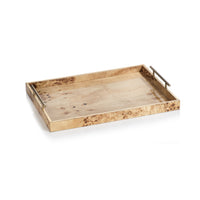 Leiden Burl Wood Rectangle Decorative Tray, Large | Bone & Brass