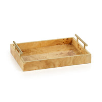 Leiden Burl Wood Rectangle Decorative Tray, Medium | Bone & Brass