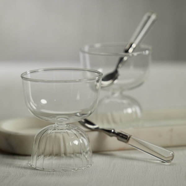 Leighton Glass Pedestal Dessert Bowls, Set of 4 - Bowl Detail | Bone & Brass