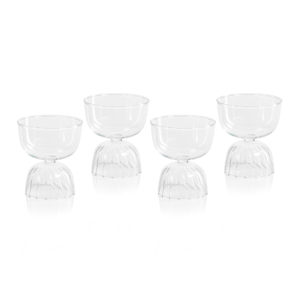 Leighton Glass Pedestal Dessert Bowls, Set of 4 - Bowl Top View | Bone & Brass