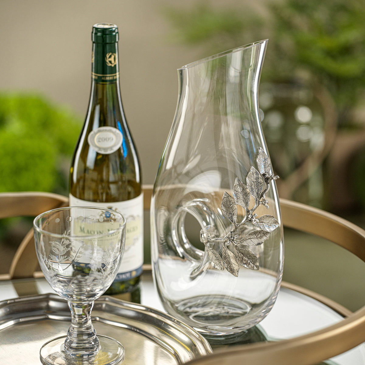 Lemon Pewter & Glass Pitcher - Pitcher Detail | Bone & Brass
