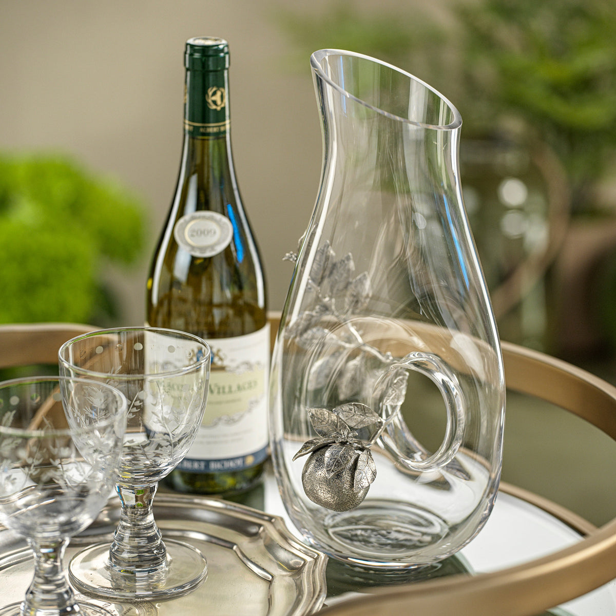 Lemon Pewter & Glass Pitcher - Pitcher Side View | Bone & Brass