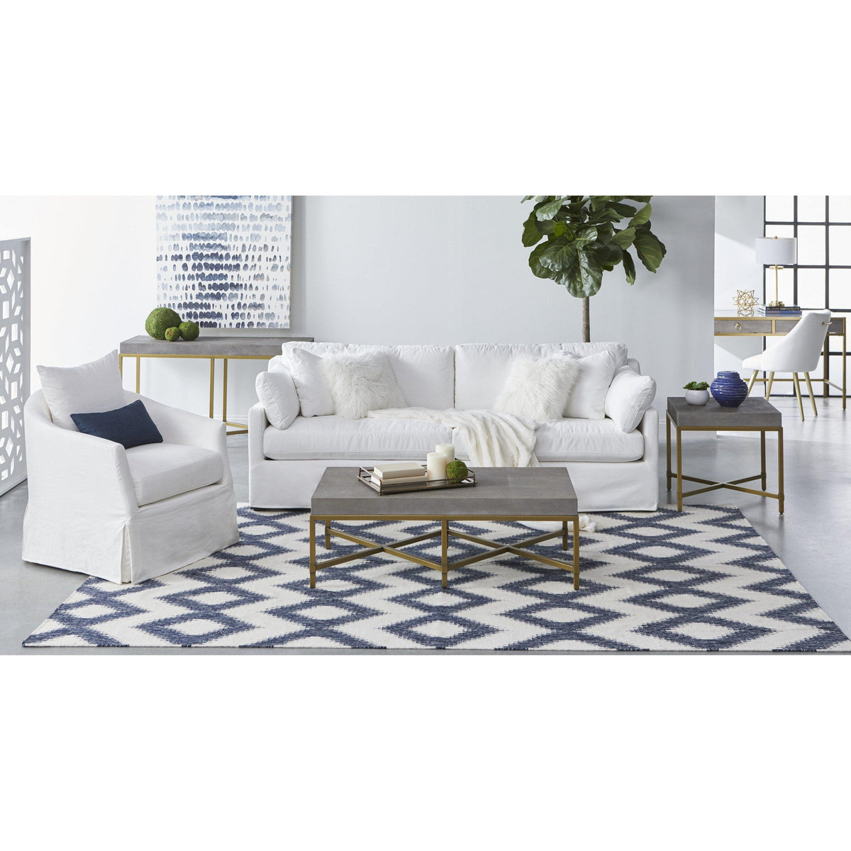 Lela Ivory Slope Arm Slipcover Sofa