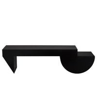 Leo Black Rectangle Coffee Table with a minimalist design, matte black industrial steel frame, and walnut wood top.
