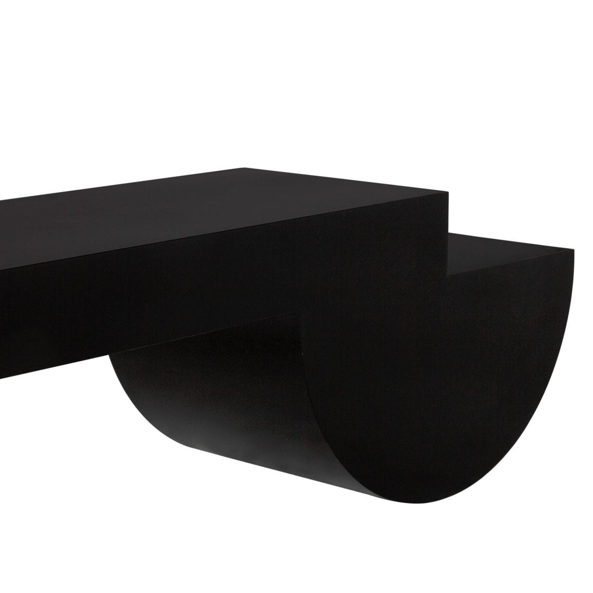 Leo Black Rectangle Coffee Table with a minimalist design and sturdy metal frame.