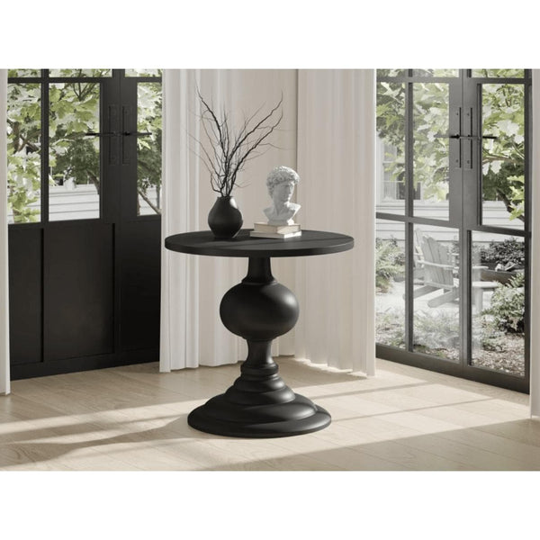 Lexie Black Round Accent Table - Table Side View | Bone & Brass