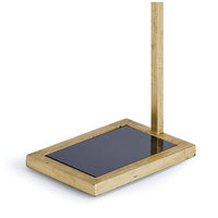 Liam Gold Leaf Drink Table base with a rectangular black glass top and cantilevered design.