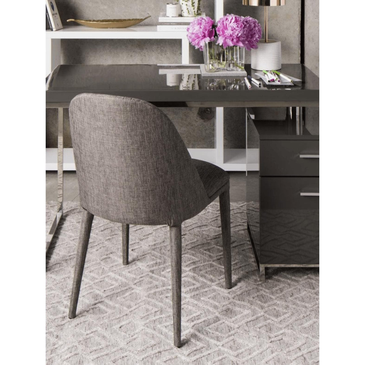 Libby Grey Dining Chair, Set 2 - Chair Side View | Bone & Brass