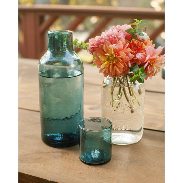 Handblown Hammered Glass Carafe, Assorted Colors