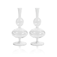 Lillian Glass Footed Vase Double, Set 2 - Vase Side View | Bone & Brass