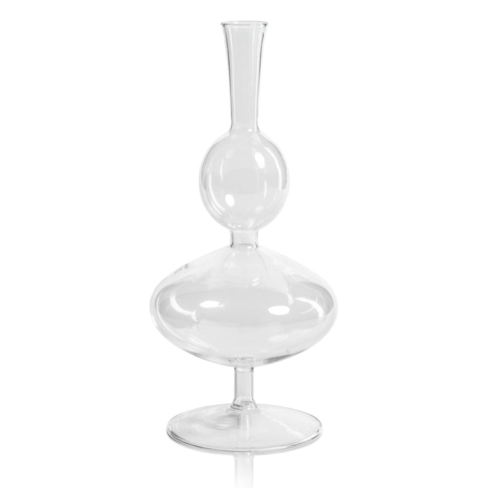 Lillian Glass Footed Vase Double, Set 2 | Bone & Brass