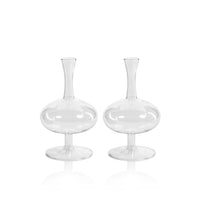 Lillian Glass Footed Vase, Oval, Set 2 - Vase Side View | Bone & Brass